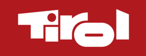 Tirol logo on a red background.