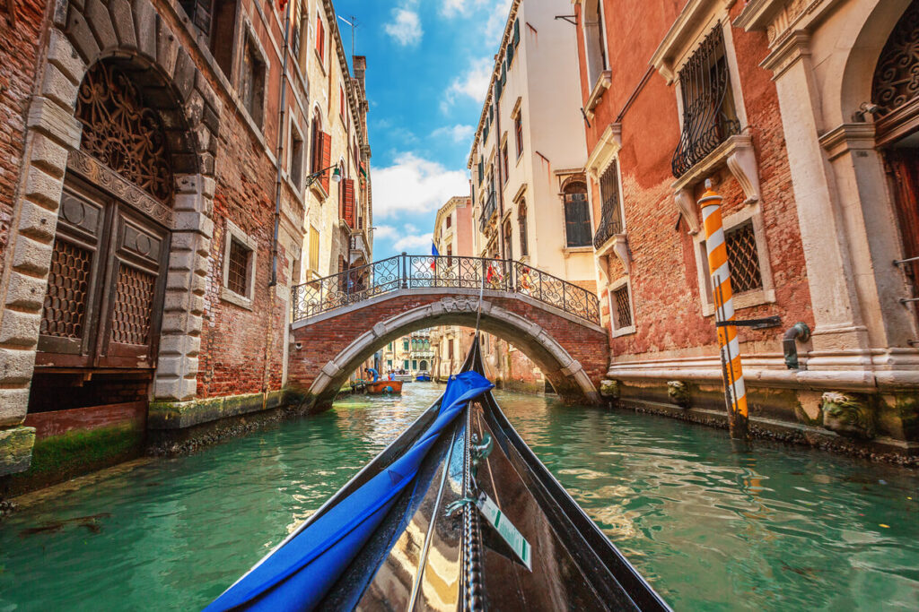 A scenic gondola ride through the canals of Venice.